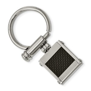 Black Bow Jewelry Men's Stainless Steel and Black Carbon Fiber Inlay Key Chain - 1 of 3