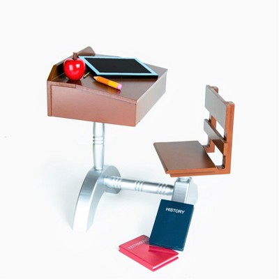 The Queen's Treasures 18 Inch Doll 1930’s Wood School Desk. and Accessories