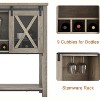 Farmhouse Sideboard Buffet Cabinet with Sliding Barn Doors, Open Storage Shelf & Wine Racks, Entryway Table for Kitchen, Dining Room, Hallway - 4 of 4