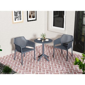 DOMETOUR 3 piece plastic arm chair Bistro GRS Premium Ocean Plastic, Charcoal - 1 of 4
