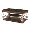 Rectangular Coffee Table With Marble Paper Top, Birch Middle Shelf, Metal Legs Modern Sleek Cocktail Table,abstract,brown,52in,4.3ft - 2 of 4