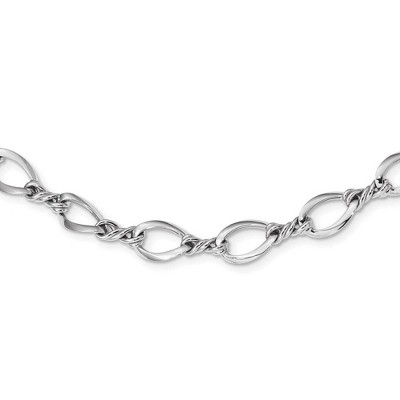 Black Bow Jewelry 8.25mm 14K Yellow or White Gold Fancy Open Link Chain Necklace, 18 In