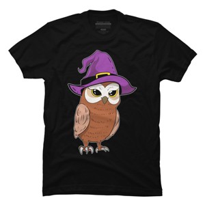 Men's Design By Humans Owl Witch Halloween T Shirt By thebeardstudio T-Shirt - 1 of 4