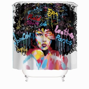 Woman Covering One Eye Shower Curtains for Bathroom Waterproof Fabric Bath Curtain Durable Soft Stylish Bathroom Decor 72x72 Inch - 1 of 1