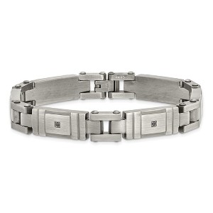 Chisel Stainless Steel Antiqued and Brushed with Black Cubic Zirconia 8.75" Link Bracelet - 1 of 4