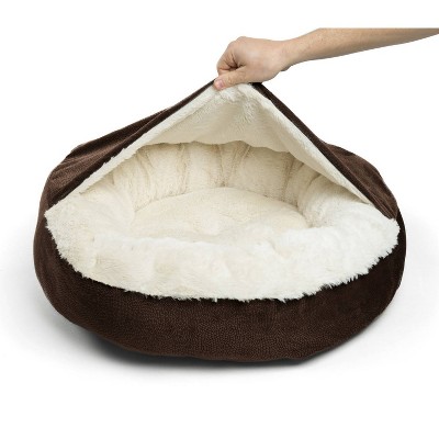 Small Dark Brown Faux-Fur Outdoor Cozy Cuddler Dog Bed
