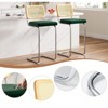 FONTOI Counter and Bar Stools, 2PCS Velvet Counter Height Chairs with Rattan Back, 30 inch Stools Armless Bar Chairs, Green, 17.7"*8.9"*42.5" - 4 of 4