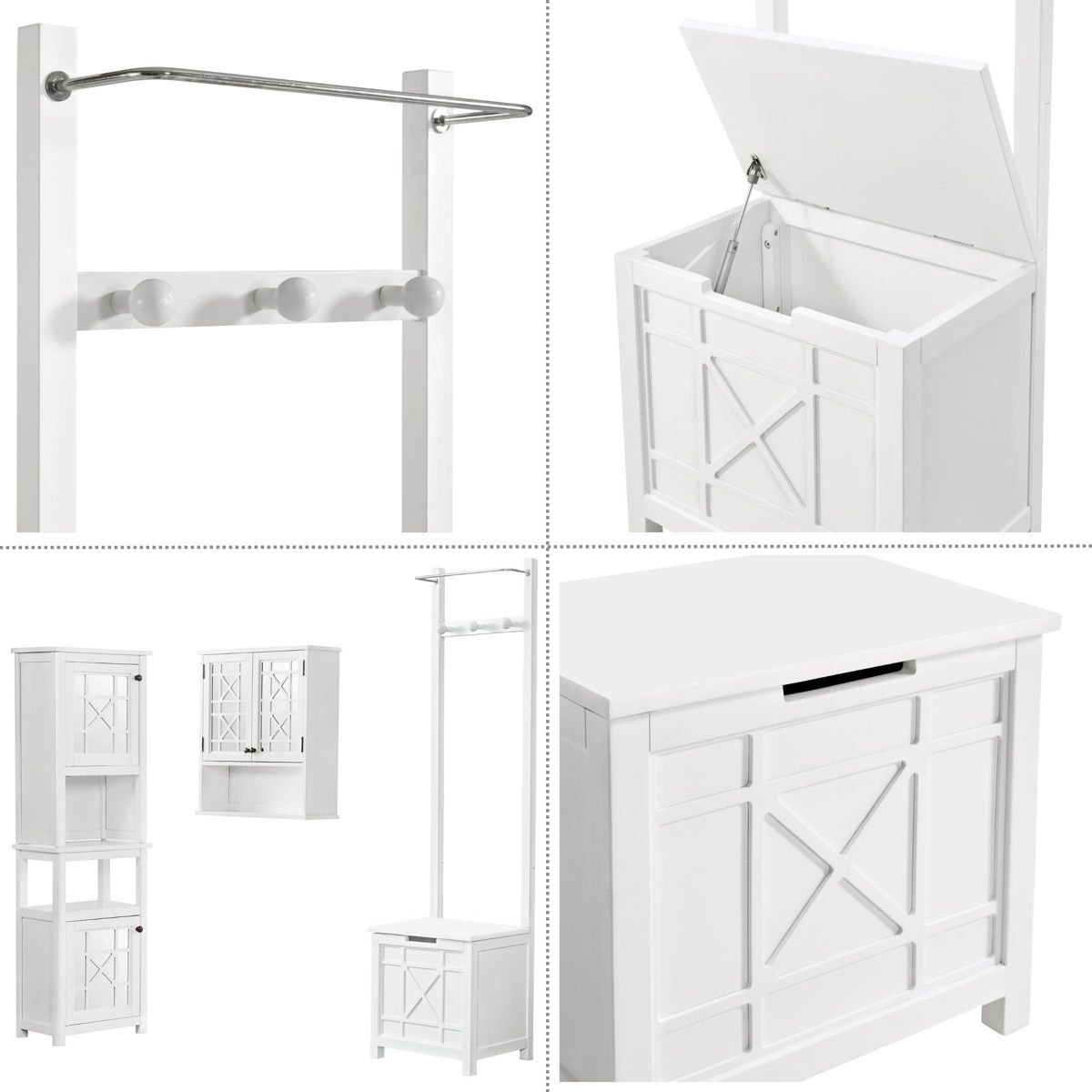 Derby Laundry Hamper Seat and Towel Rack White - Alaterre Furniture - thumbnail 4