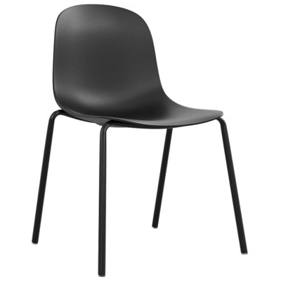 FURNIinspire Accent Chairs Modern Plastic Dining Chair Set of 4 with Meal Legs for Home, Outdoor Chairs for Garden, Poolside, Black, 21.7"*19.3"*33.3"