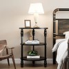 End Table 3-Tier Round Side Table, Living Room Accent Table with Storage Shelf, Metal Industrial Wood Bed Side Table, Night Stand for Bedroom, Sofa - 3 of 4