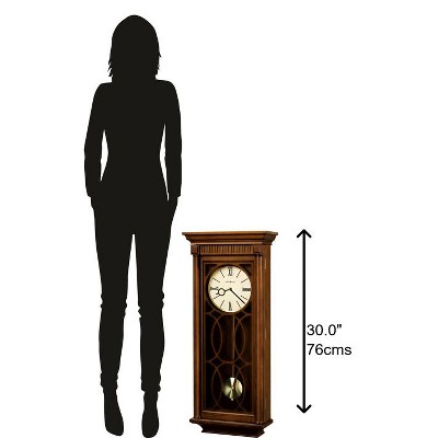 Oversized Tuscany Cherry Wood Wall Clock with Brass Pendulum