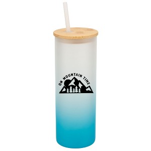 Elanze Designs On Mountain Time Summer Vibes Wrap-Around Design 25 Ounce Frosted Gradient Glass On-The-Go Coffee Travel Skinny Tumbler Mug Cup, Bamboo - 1 of 1
