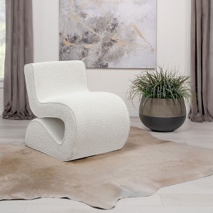 Boucle Fabric Upholstered Armless Curved Accent Chair with Sculptural Design and Plush Cushioning for Living Room - 1 of 4