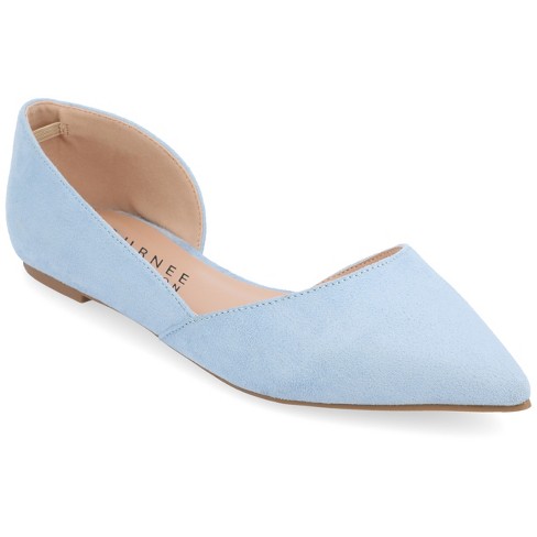 Journee Collection Womens Ester Slip On Pointed Toe D Orsay Flats Blue 12