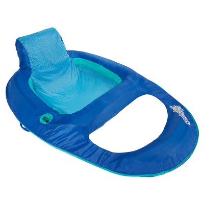 SwimWays Spring Float Recliner Swim Lounger for Pool or Lake with Hyper-Flate Valve - Blue