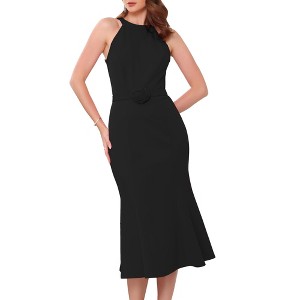 INSPIRE CHIC Women's Sleeveless Halter Formal Cocktail Evening Fishtail Bodycon Dresses - 1 of 4