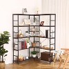 5-Tier L-Shaped Corner Bookcase,Metal Frame ,Bookcases & Bookshelves for Display & Storage,Brown - 2 of 4