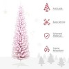 Whisen 6FT Artificial Pencil Christmas Tree with Realistic Branches and Plastic Base Stand - Pink - 3 of 4