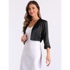INSPIRE CHIC Women's Satin Elegant 3/4 Sleeve Open Front Cropped Bolero Shrug Cardigan - 4 of 4