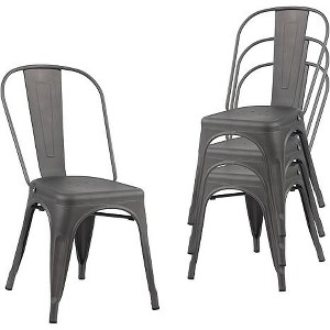 YOUNIKE 17.32" Metal Dining Chairs Set of 4 with Removable Backrest Stackable Patio Chair for Cafe Bistro - 1 of 4
