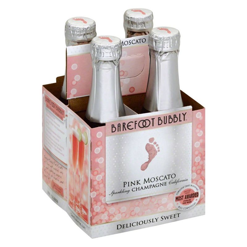 Barefoot Bubbly Pink Moscato Sparkling Wine - 4pk/187ml Bottles, 3 of 5