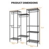 Garment Rack Heavy Duty Clothes Rack, Metal Clothing Rack with 4 Hang Rods & 8 Adjustable Shelves, Freestanding Wardrobe Closet Garment Rack - 3 of 4