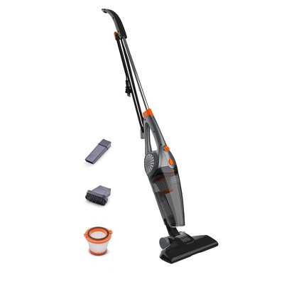Black and Decker 3 In 1 Convertible Corded Upright Stick Handheld Vacuum Cleaner w/ Crevice Tool & Small Brush Attachment Accessories, Gray and Orange