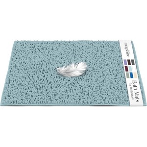 Mayshine Luxury Plush Shaggy Chenille Bathroom Mat, Non-Slip Bathmat, Super Absorbent Bathroom Rug, Spa Blue, 32 x 20 in - 1 of 4