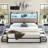 AMERLIFE Bed Frame with Bookcase Headboard, 4 Drawers, Charging Station, No Box Spring - 3 of 4