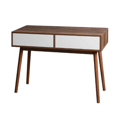 VANIRROR Entryway Table with 2 Drawers, Console Table with Storage Space, Sofa Table for Hallway, Living Room, or Behind Couch, Natural Wood Finish