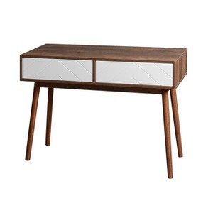 VANIRROR Entryway Table with 2 Drawers, Console Table with Storage Space, Sofa Table for Hallway, Living Room, or Behind Couch, Natural Wood Finish - 1 of 3