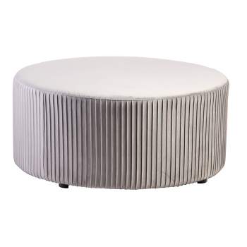 Emerson Round Ottoman Velvet Gray - ACEssentials