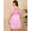 BLUEMING Women's Plus Size Tulle Dress Square Neck Puff Sleeve High Waist A Line Babydoll Mesh Hem Mini Dress - 4 of 4