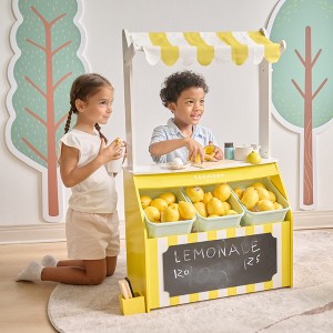 Sunny Citrus Wooden Lemonade Stand PlaySet in Yellow-Teamson Kids: Storage Bins & 18 Interactive Accessories - 1 of 4