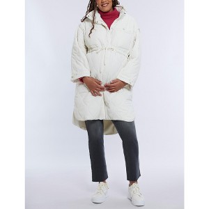 Women's Woven Full-Zip Long Sleeve Quilted Puffer Jacket | Motherhood Maternity - 1 of 4