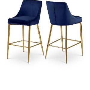 Meridian Furniture,Karina Navy Velvet Stool, Set of 2 - 1 of 4