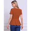 INSPIRE CHIC Women's Short Sleeve Round Neck Stretch Business Classic Peplum Top - 3 of 4