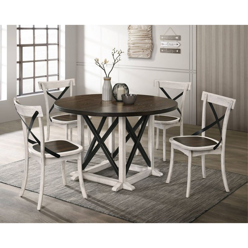 5pc Piker Round Dining Set Dark Walnut/Antique White - HOMES: Inside + Out, 3 of 12
