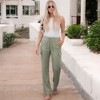 Amaryllis Women's Cargo Pants Drawstring Waist Relaxed Fit Multiple Pockets - 2 of 4