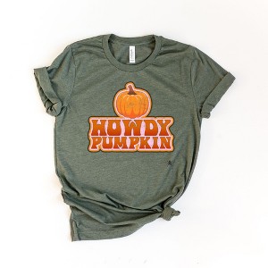 Simply Sage Market Women's Howdy Pumpkin Stacked Short Sleeve Graphic Tee - 1 of 2