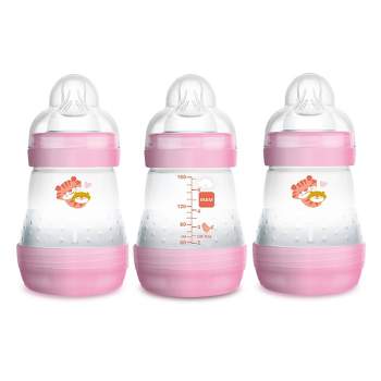 Lansinoh Baby Bottles for Breastfeeding Babies, 5 Ounces, 3 Count, Includes  3 Slow Flow Nipples (Size 2S)