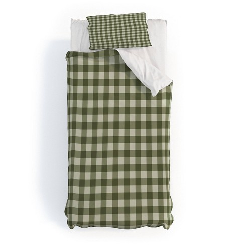 Deny Designs Twin/Twin Extra Long Color Poems Gingham Moss Duvet and Sham Set - image 1 of 4