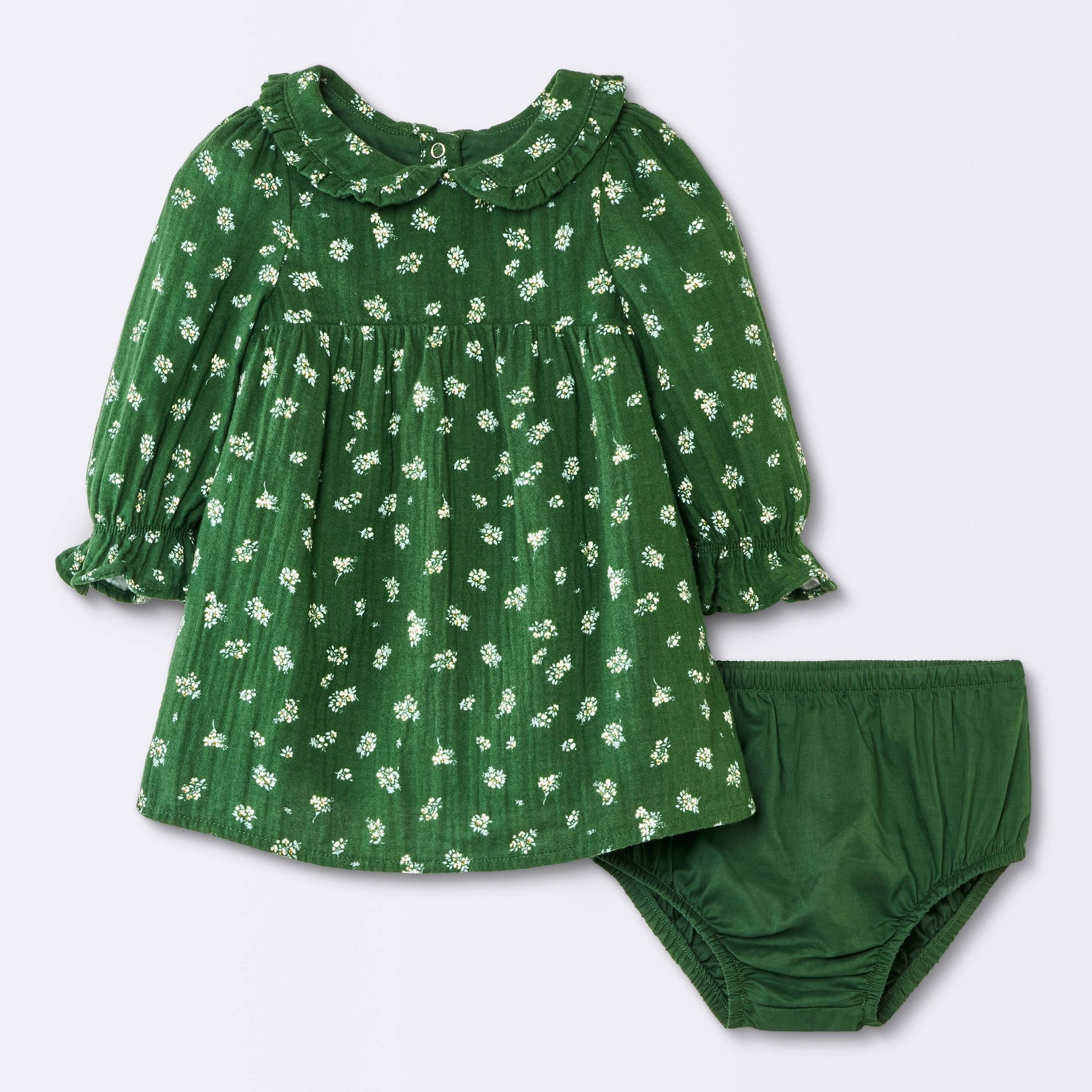 Baby Girls' Floral Ruffle Dress - Cloud Island™ Green