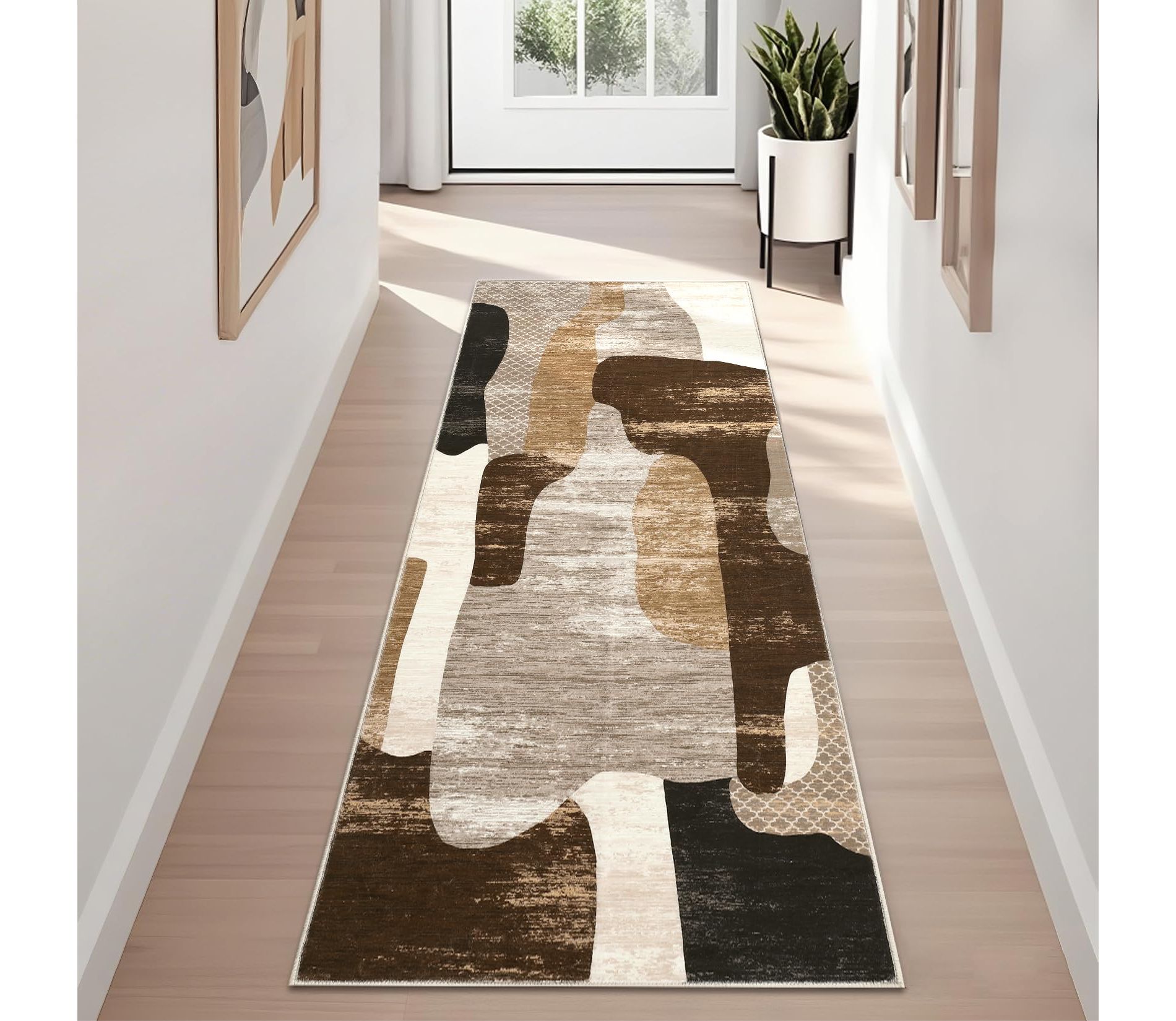 Modern Abstract Area Rug - Non-Slip Washable Indoor Carpet for Living Room, Bedroom & More