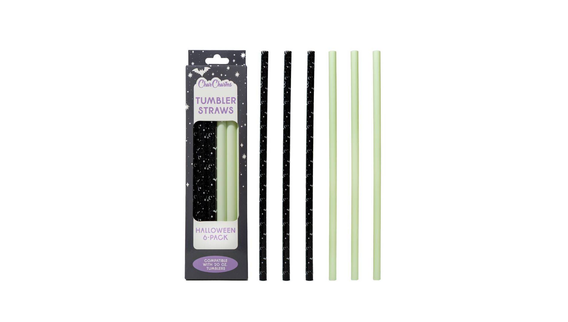 CharCharms 6pk 20oz Water Bottle Straws Pattern