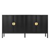 Exquisite Vertical Striped Four-Door Dining Cabinet With Sturdy Metal Legs And Semi-Circular Handles - 3 of 4