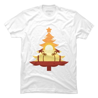 Men's Design By Humans Christmas in July Tree Sunset By destiny29 T-Shirt
