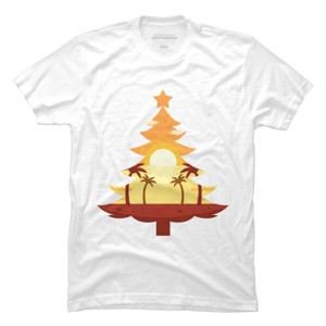 Men's Design By Humans Christmas in July Tree Sunset By destiny29 T-Shirt - 1 of 4