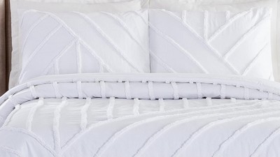 King White Cotton Chevron Comforter Set with Shams