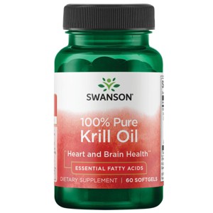 Swanson EFAs100% Pure Krill Oil, Cardiovascular, Skin & Brain Health Support, Helps Promote Healthy Blood Sugar Metabolism, 500 mg (60 Softgels). - 1 of 4